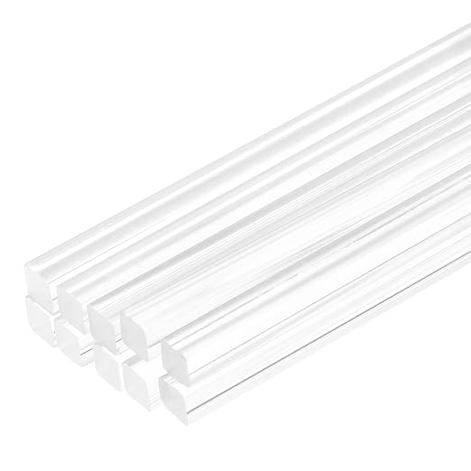 MECCANIXITY 10pcs Acrylic Square Rods 1/16" x 12" Clear Acrylic Dowel Rods