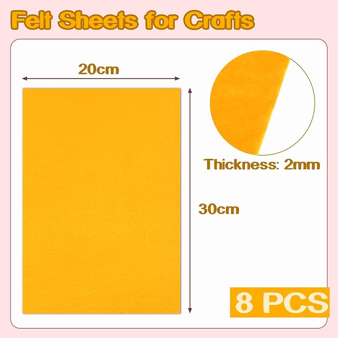 Luomorgo 8 Pcs 8 x 12 Inch Stiff Felt, 2mm Thick,