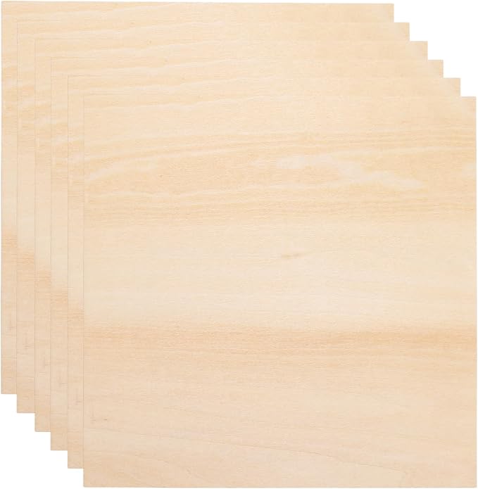 HARFINGTON 6pcs 2mm Basswood Plywood Sheets 10" x 10" x 3/32" Thin Unfinished