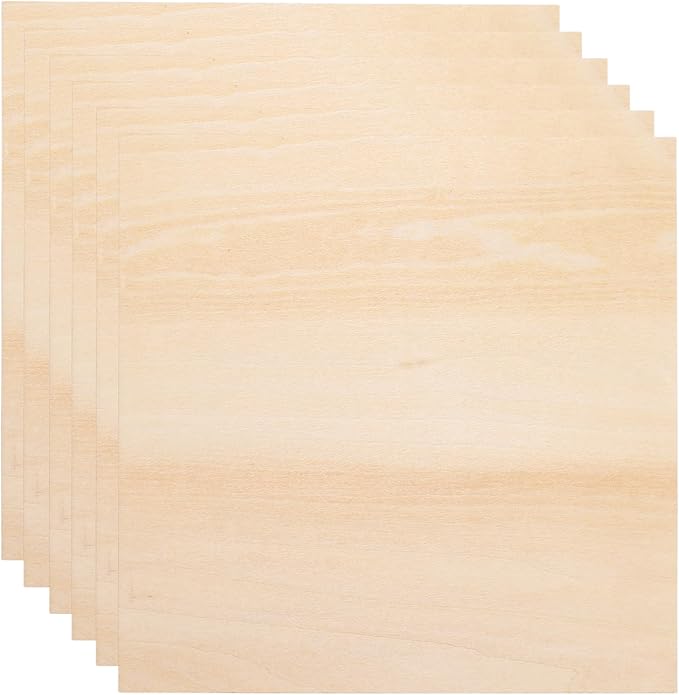 HARFINGTON 6pcs 3mm Basswood Plywood Sheets 10" x 10" x 1/8" Thin Unfinished