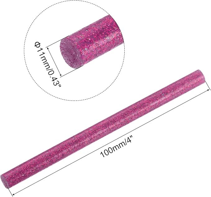 uxcell Mini Hot Glue Sticks for Glue Gun 11mm x 100mm Glitter Rose Red 12pcs