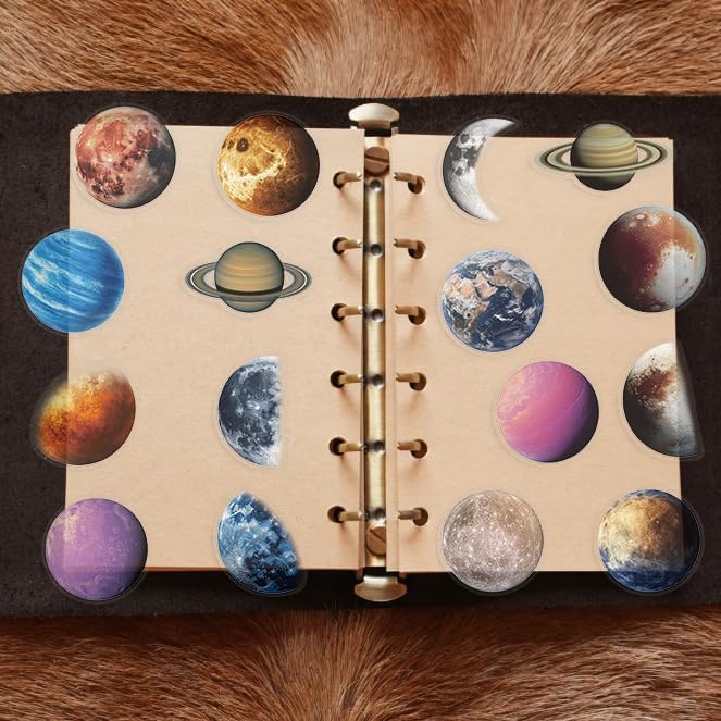50PCS Transparent Planet Space Stickers, Waterproof PET Decals, Realistic Solar