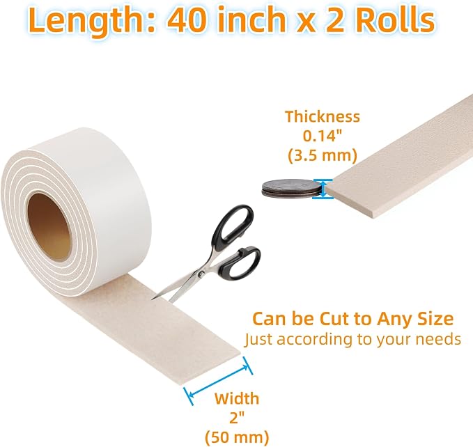 Felt Strips with Adhesive Backing – Furnigear Heavy Duty Cuttable Felt Tape