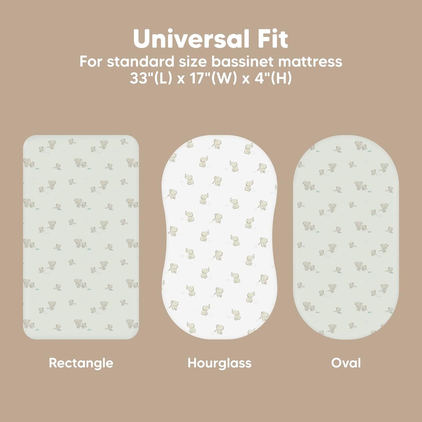 2-Pack Baby Bassinet Sheets Girl, Boy - 33x17 Viscose Derived from Bamboo Bedside Mattress Fitted Bassinet Sheets, Compatible with Halo Bassinest Swivel Sleeper, Baby Delight, Graco (Elly)