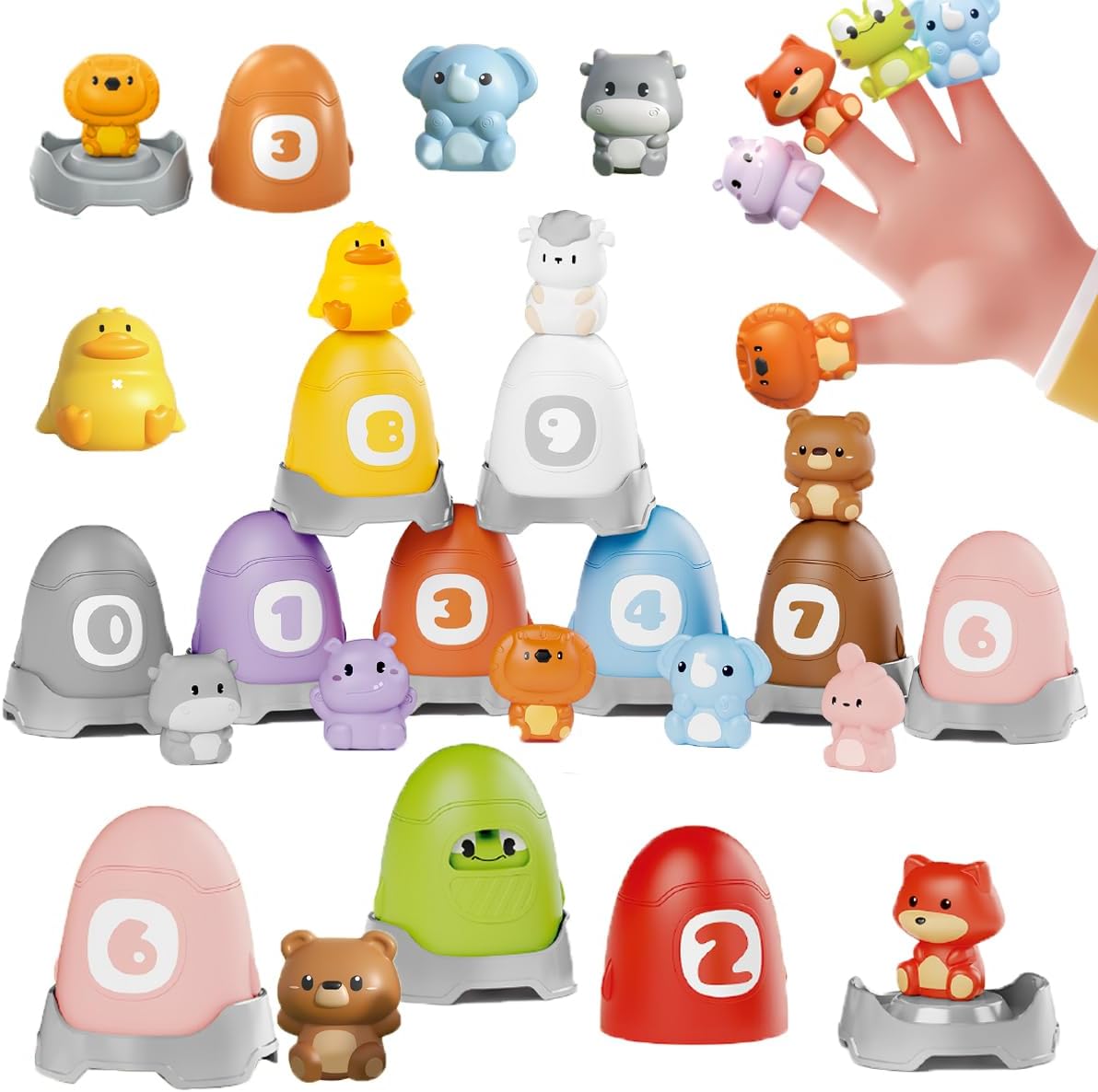 Learning Toy Animals Toys Montessori 30 Pcs for 1 2 3 Year Old Toddlers Counting, Matching, Sorting Fine Motor Games, Christmas Birthday Gift for Baby Boys Girls Age 12-18 Months