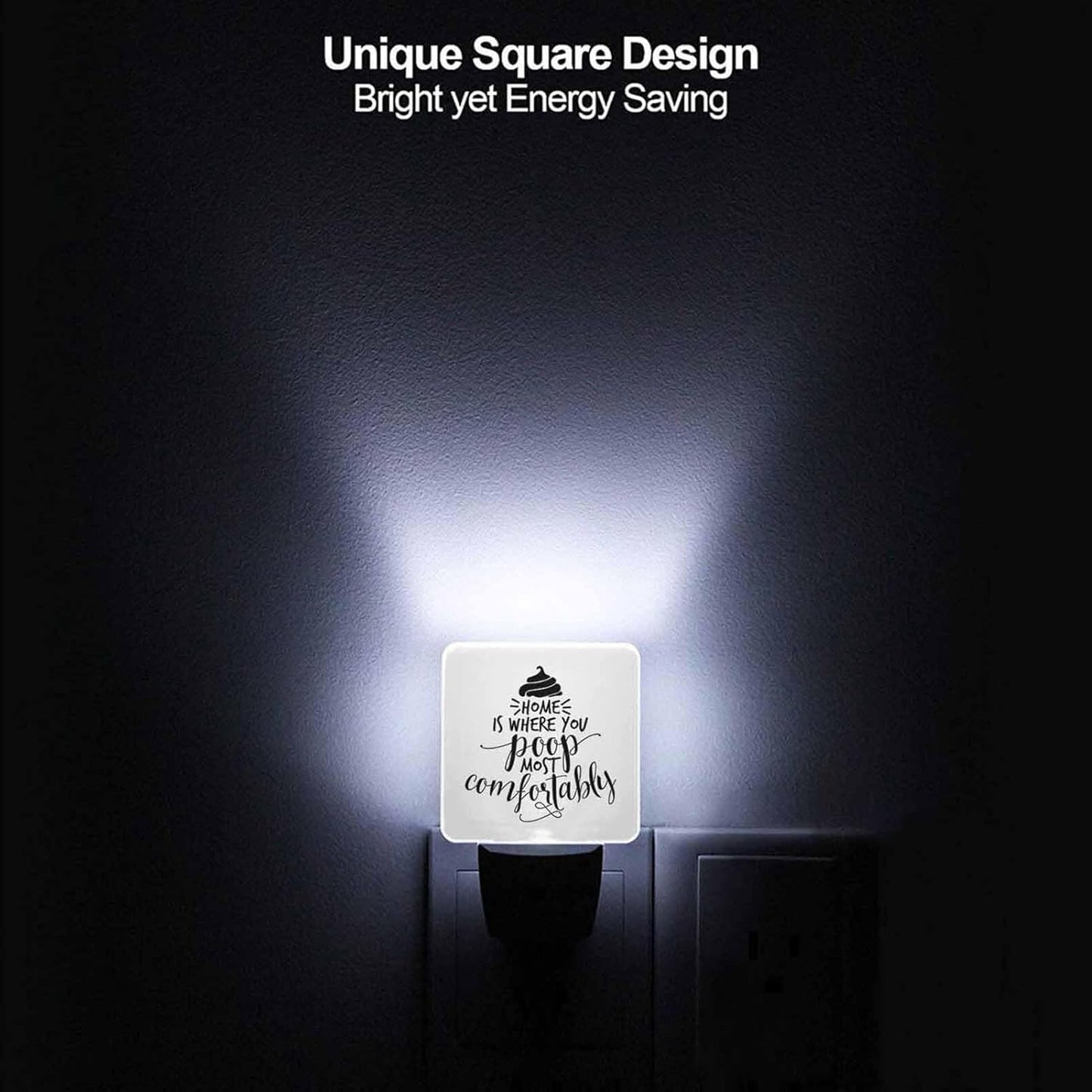 LED Night Light,Funny Sweet Home Saying LED Night Light Plug into Wall with Dusk to Dawn Light Sensor White Energy Efficient Nightlight for Bedroom Bathroom Hallway Living Room Kitchen