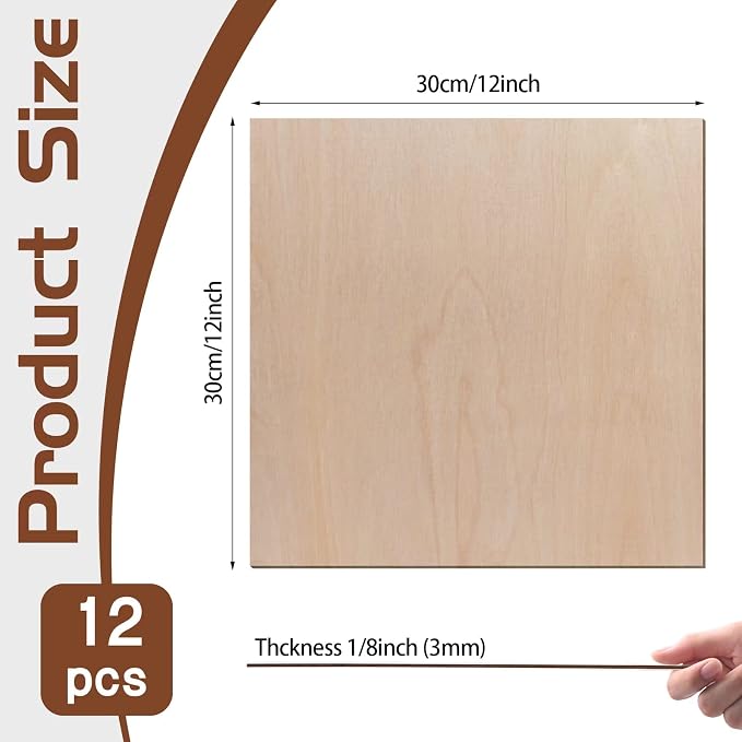 12 Pcs Baltic Birch Plywood, School DIY Projects, CNC Cutting, and Wood Burning
