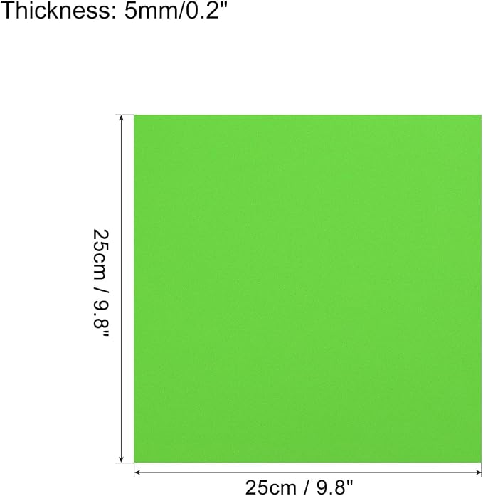 MECCANIXITY EVA Foam Sheets Green 9.8 Inch x 9.8 Inch 5mm Thick Crafts Foam