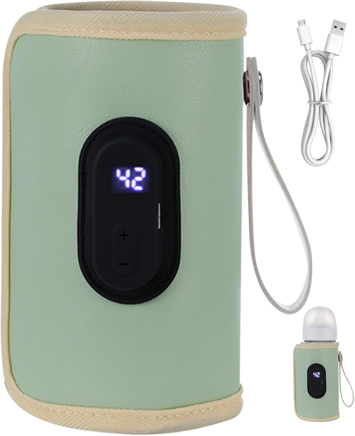 Portable Baby Bottle Warmer Portable Bottle Warmer 18W Quick Heating Baby Bottle Warmer Temperature Adjustable USB Baby Bottle Heater for Home Family Green