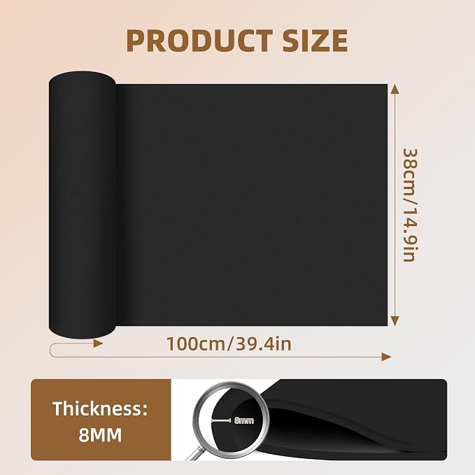 39"x15" EVA Foam Roll, 86 kg/m3 High Density 8MM Thick Foam Sheets, Flexible &