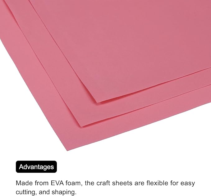 MECCANIXITY EVA Foam Sheets Pink 19.7 Inch x 17.7 Inch 0.8mm Thick Crafts Foam