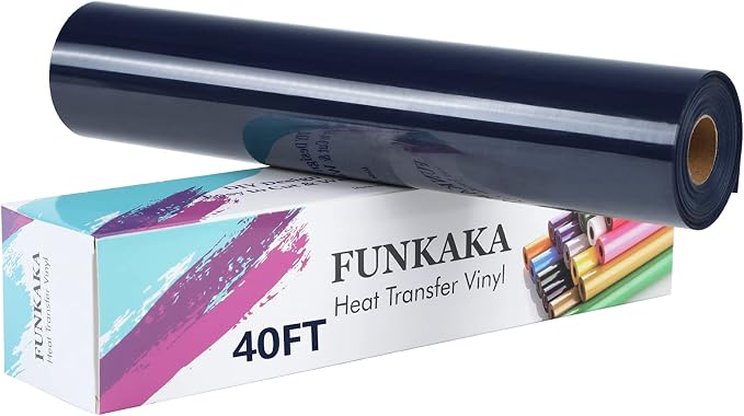 FUNKAKA Navy Blue HTV Heat Transfer Vinyl Rolls, Adhesive Navy Blue HTV Vinyl