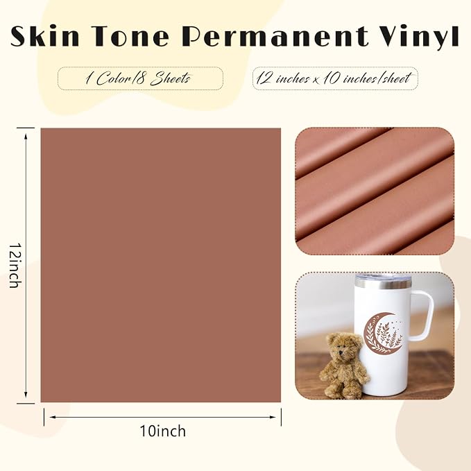 Tintnut Skin Tone Permanent Vinyl 8 Sheets 12''x10'' Russett Adhesive Viny |