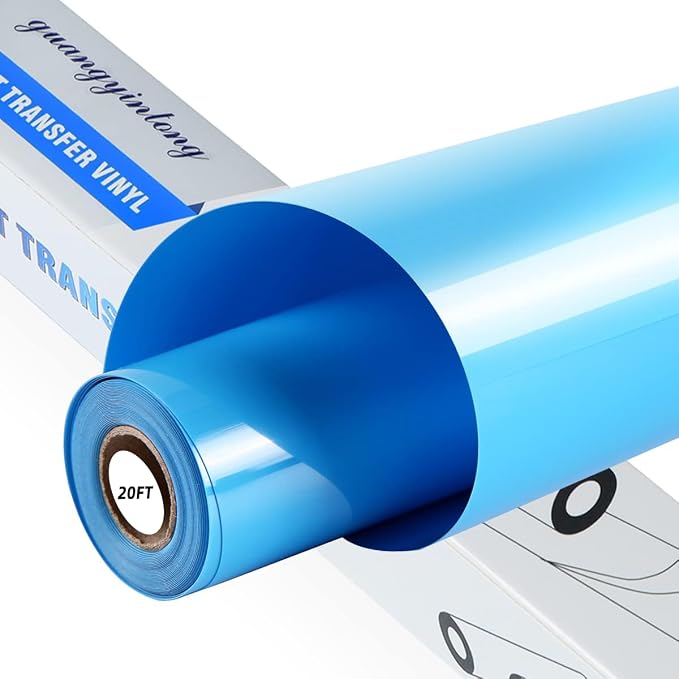 guangyintong Heat Transfer Vinyl Lake Blue HTV Rolls, Glossy Surface HTV Vinyl