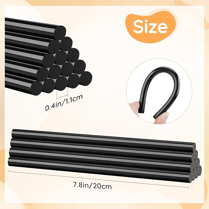 72pcs Black Hot Glue Sticks, 0.43"x8" Full Size Glue Sticks