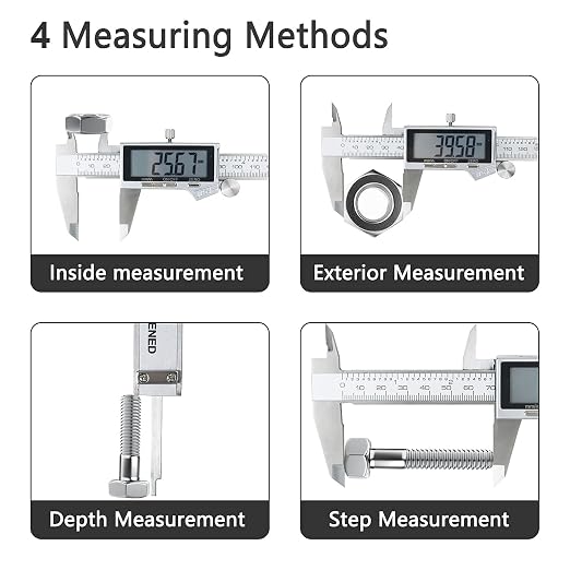 Digital Caliper Measuring Tool, IP54 Waterproof Stainless Steel Vernier Caliper