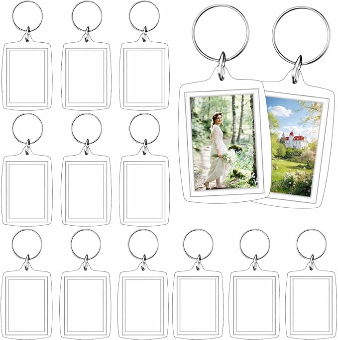 REDANHA 12pcs Acrylic Photo Frame Keychain Holder 2 x 3 In Picture Insert Blank