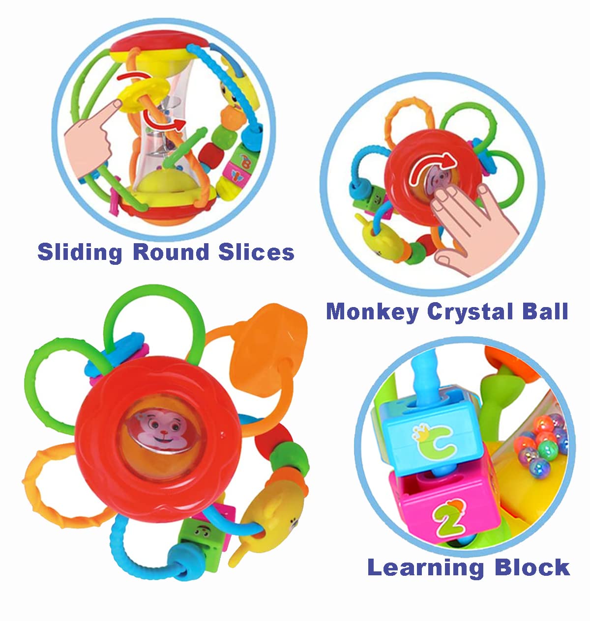 HOLA Baby Toys 0-6-12 Months, Baby Rattle Toys Activity Ball Infant Toys 6 Month Old Baby Toys 3-6 Months, Shaker Grab Spin Travel Toys Easter Basket Stuffers