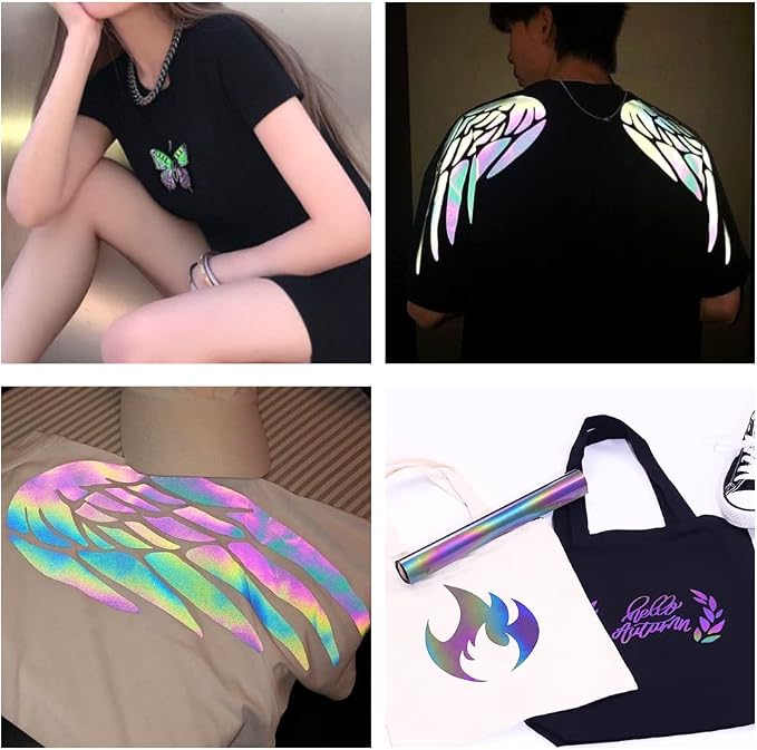 Reflective Heat Transfer Vinyl Reflective Rainbow HTV Vinyl Rolls 12inch x