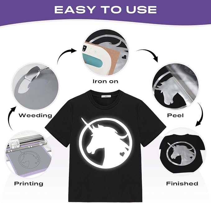 TUMIYA Heat Transfer Vinyl Reflective Light Gray HTV Roll, Reflective HTV Vinyl