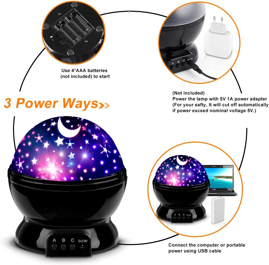 Star Projector Night Lights for Kids, Birthday Gifts for 1-4-6-14 Year Old Girl Boy Kids Bedroom, Glow in The Dark Stars Moon for Child Asleep Peacefully