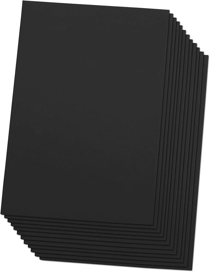 Black Eva Foam Sheets, 12 Pack, 2mm Thick, 6 x 9 Inch, Handicraft Foam Paper