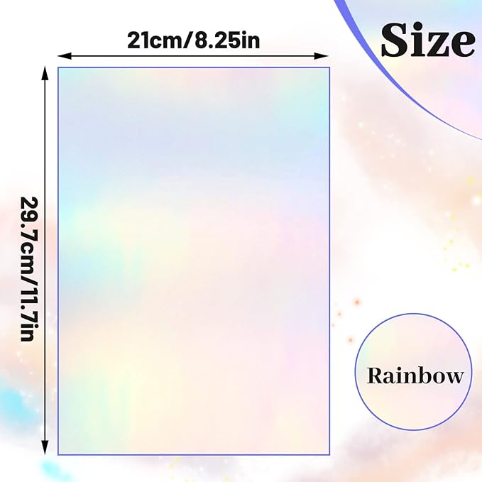 60 Sheets Holographic Laminate Sheets Clear Glitter A4 Size Vinyl Sticker Paper