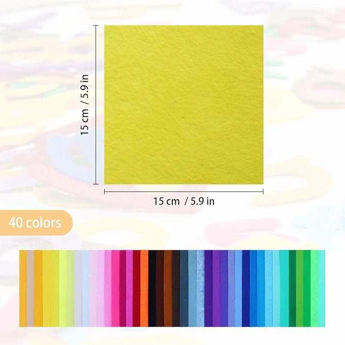 40 Pcs Felt Fabric Sheet, 1mm Thick