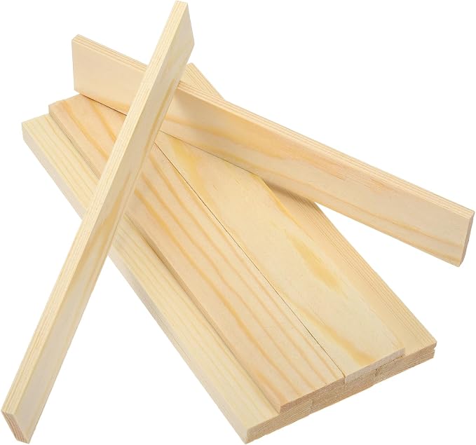 MECCANIXITY 10Pcs Wood Strips Slats, 3/16" x 1‑1/4" x 8" Thin Wood Sticks Flat