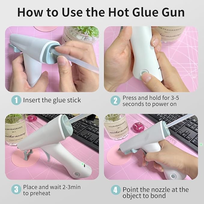 Cordless Hot Glue Gun, Fast Preheat, 2.6Ah Rechargeable Battery, Smart Auto