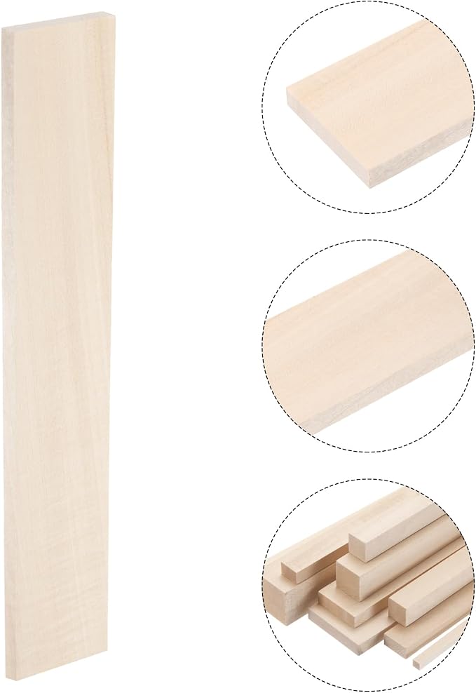 MECCANIXITY 6pcs Wood Sticks, 3/8"x 2.2" x 12" Rectangle Wooden Cube Wood
