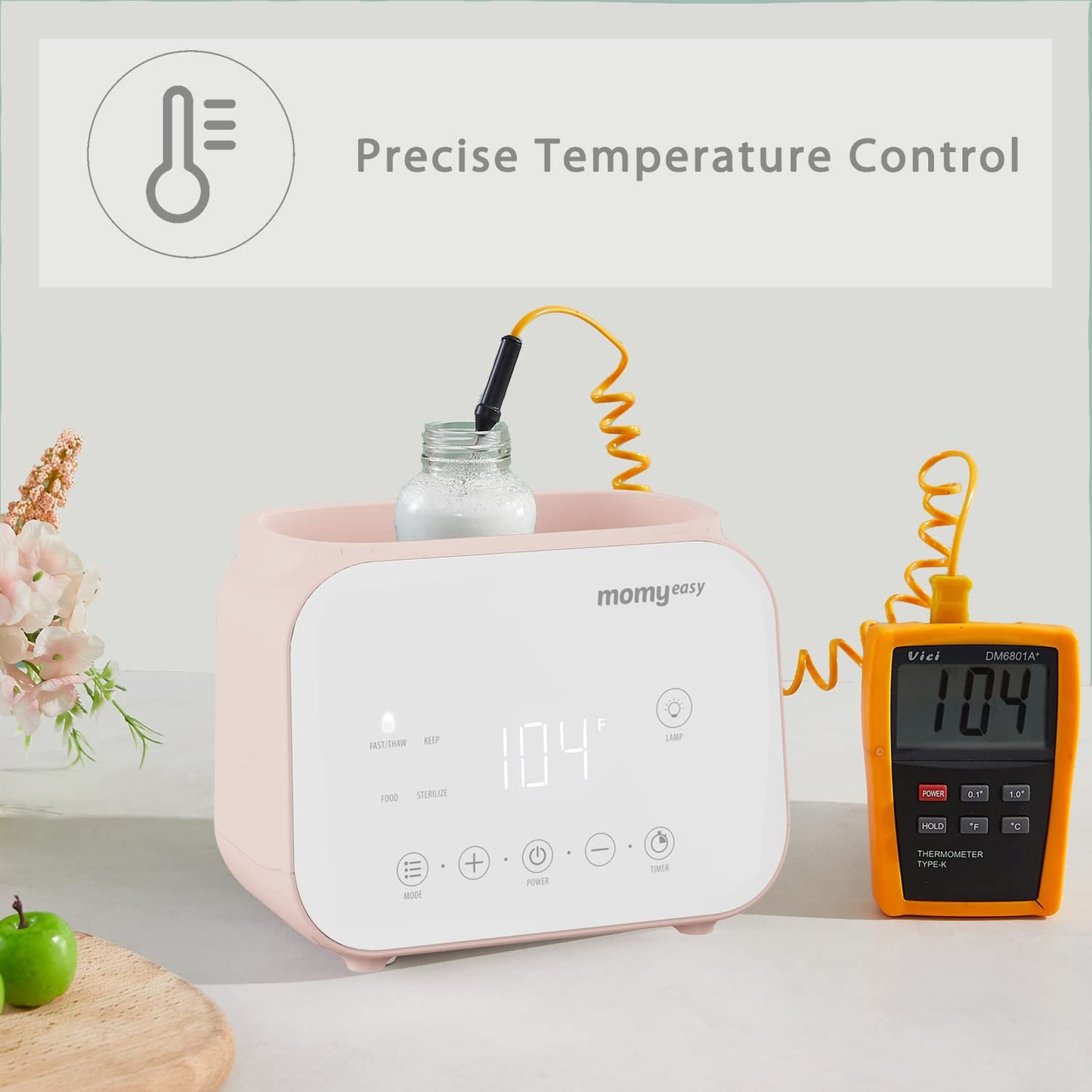 MOMYEASY Baby Bottle Warmer, Fast Bottle Warmer 7-in-1 Food Heater&Defrost with LCD Display, Baby Breast Milk Formula Warmer with 24H Temperature Control (Pink)