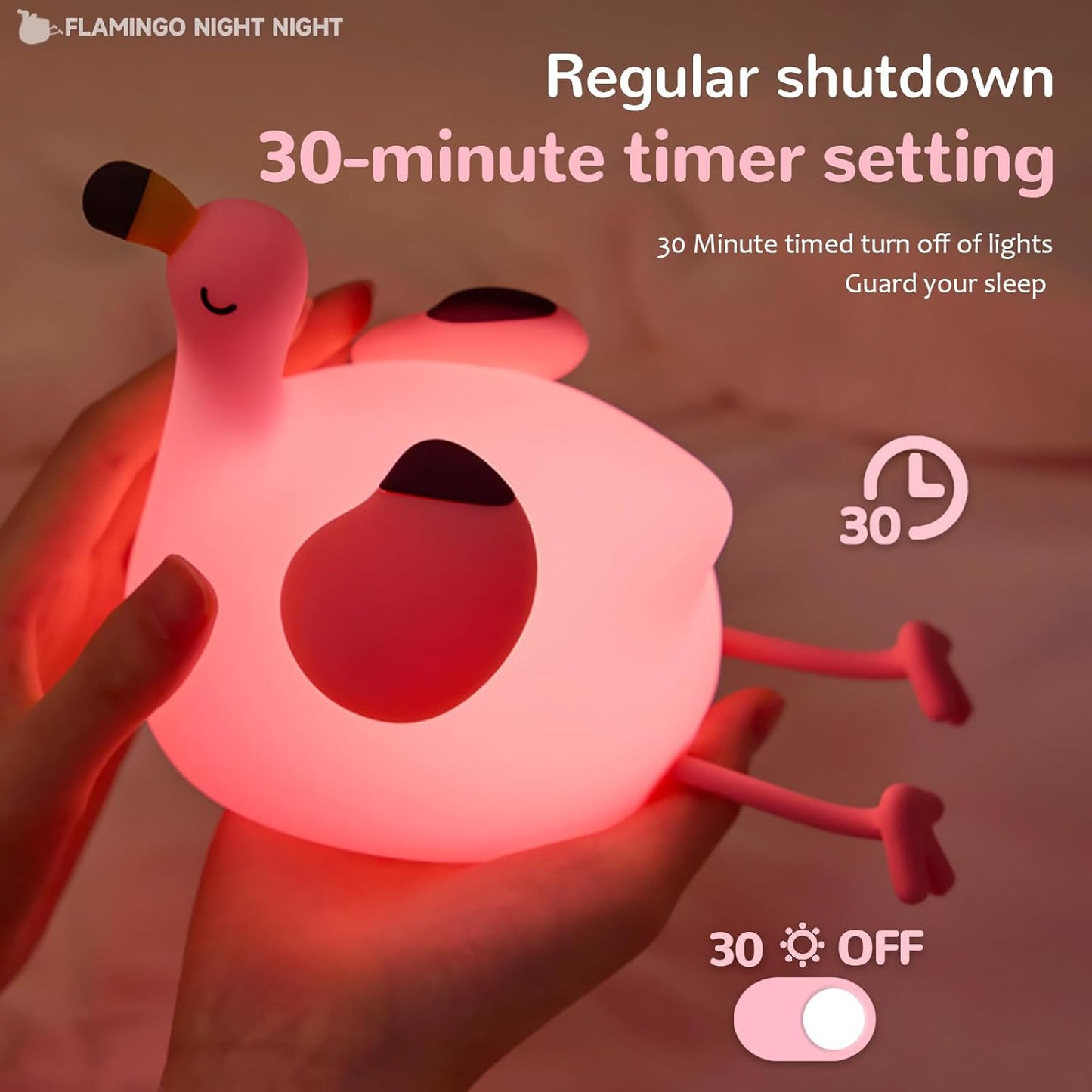 Flamingo Night Light for Kids, Adjustable and Timed Silicone Night Lamp,Suitable for Living Room, Bedroom, Nursery Night Light Decoration