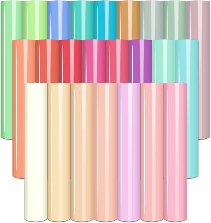 Tintnut Candy Color Heat Transfer Vinyl, 24 Sheets 12×10in Iron on Vinyl |