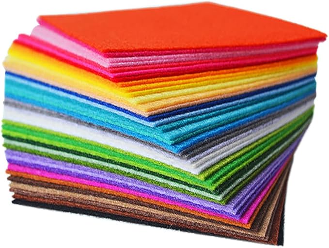 Felt Sheets, DIY Craft Sewing Pre-Cut Quilt Squares, Premium Colorful Hard