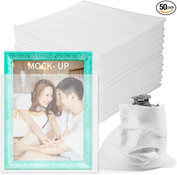 50 Pack Cushion Foam Pouches12x12 Inch, Foam Packing Pouches Protect Mugs
