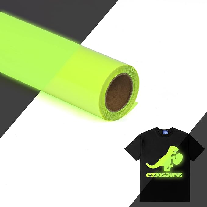 HTVVETUR Glow in The Dark HTV Heat Transfer Vinyl Roll 12 Inch by 20 Feet Iron