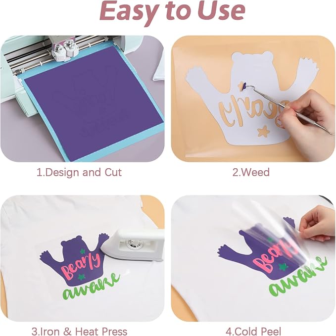 HTVRONT HTV Vinyl Rolls Heat Transfer Vinyl