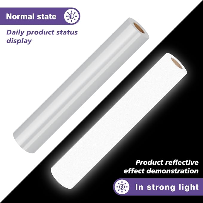 TUMIYA Heat Transfer Vinyl Reflective Light Gray HTV Roll, Reflective HTV Vinyl
