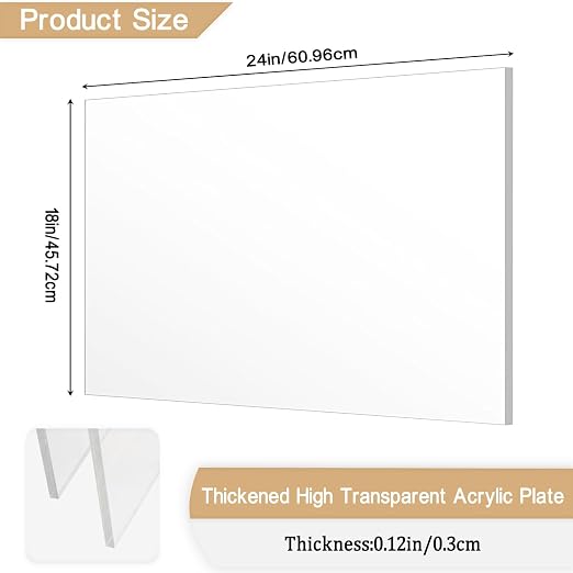 2 Pieces 1/8" Thick Acrylic Sheets, Plexiglass Sheets, Photo Frames