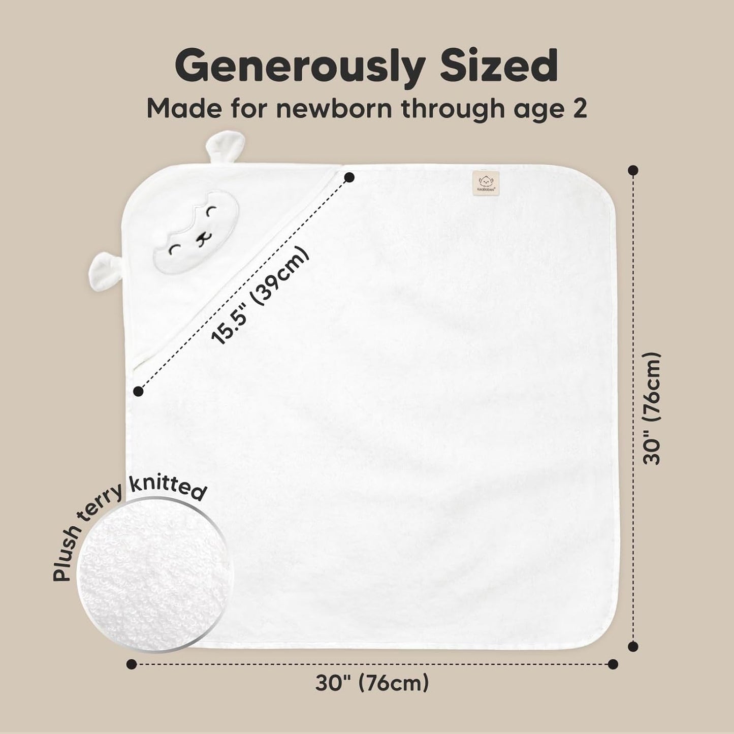 KeaBabies Hooded Baby Towel for Newborn - Viscose Derived from Bamboo Large Baby Bath Towels with Hood for Boys, Girls, Toddler, Extra Absorbent & Soft Newborn Bath Essentials (Lamb, Petite)