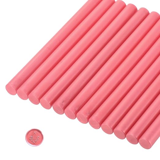 MECCANIXITY 12 Pcs Watermelon Red Cylinder Sealing Wax Stick Glue Gun Wax Seal