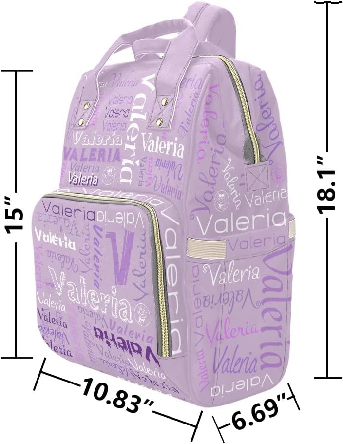 Name Light Purple Diaper Bags with Name Waterproof Mummy Backpack Nappy Nursing Baby Bags Gifts Tote Bag for Women