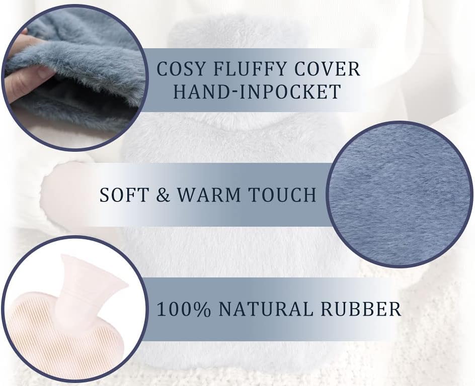 3 in 1 Hot Water Bottle Pouch with Waist Cover, Warm Water Bag, Pouch with Soft Belt, Eye Mask+Funnel, for Pain Relief Waist, Back, Neck