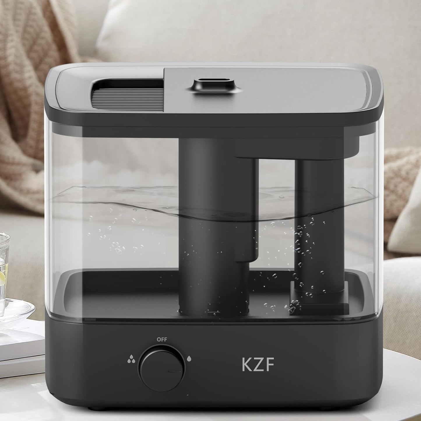 KZF 2.3L Top-Fill Cool Mist Humidifier – Whisper-Quiet, Up to 30 Hrs Runtime, Auto Shut-Off, Ideal for Bedroom, Baby Nursery & Plants