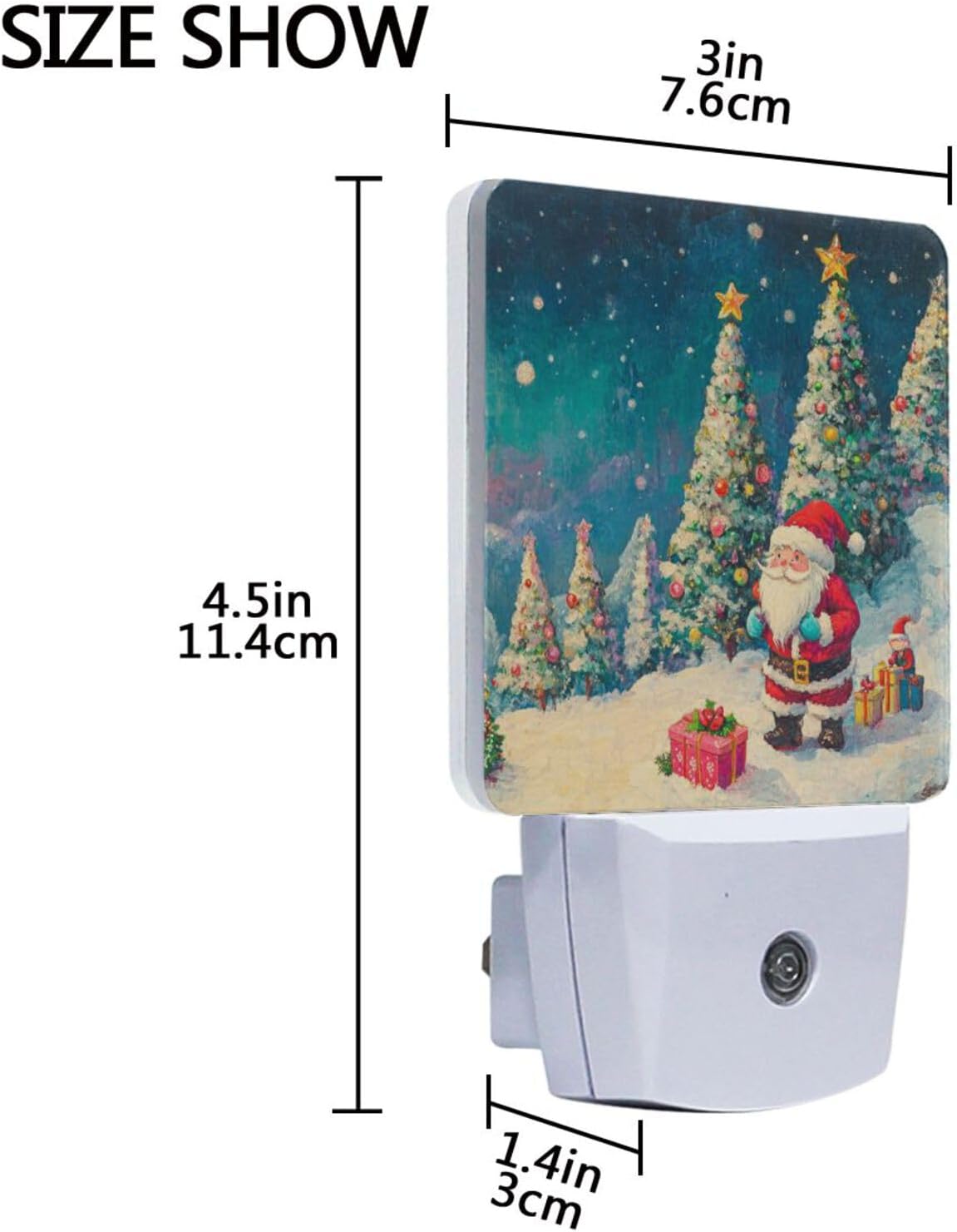 Aslsiy Night Light for Kids Christmas Night Fairy Santa Trees Plug in Wall Lamp LED Dusk to Dawn Sensor Energy Saving Nightlight for Boys Girls Men Women