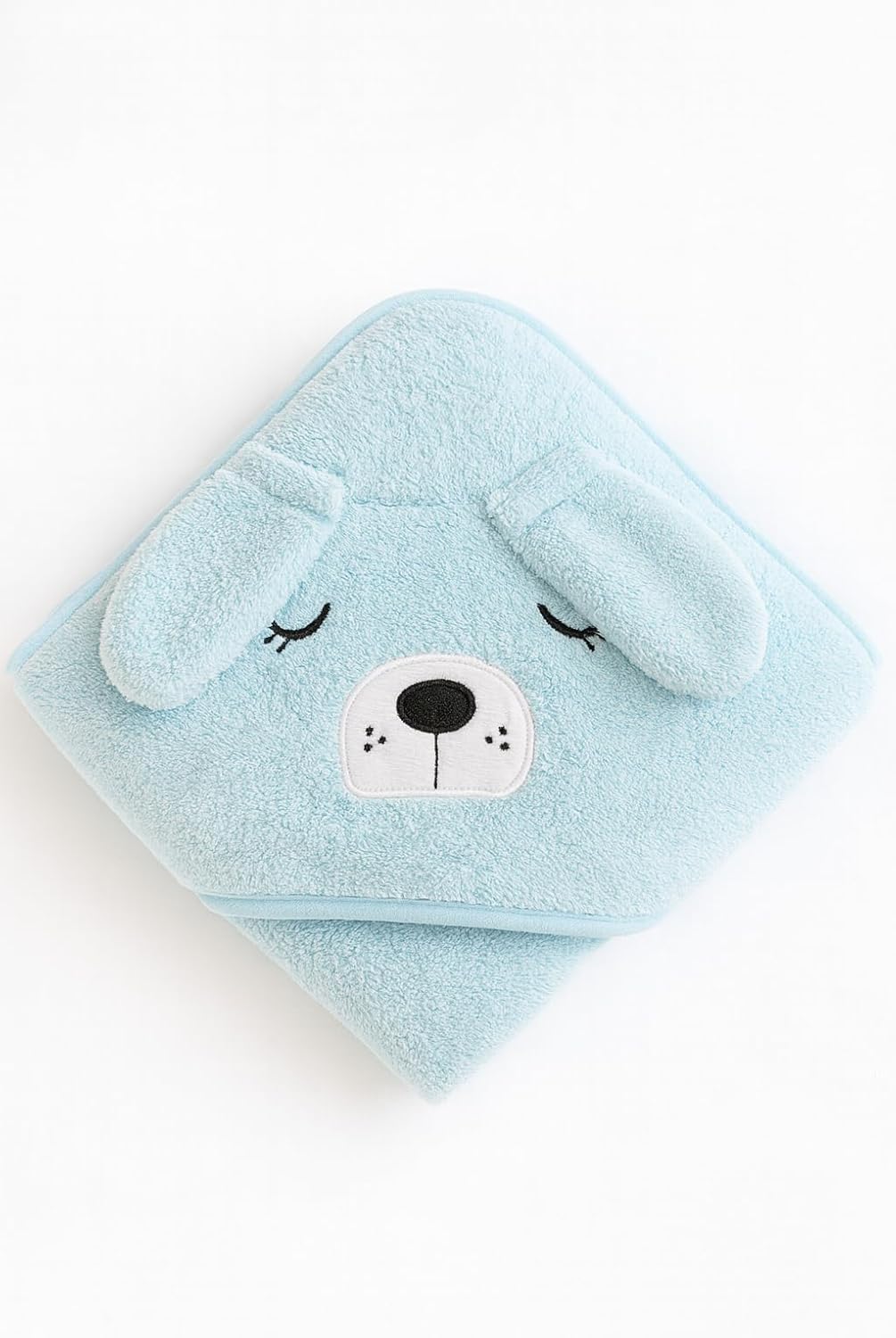 Hooded Baby Bath Towel, Pink Design, Soft and Absorbent (White and Blue)