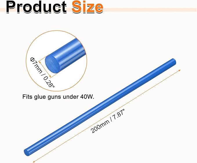 HARFINGTON 10pcs Hot Glue Sticks 0.28" Dia x 7.87" Long EVA Mini Hot Melt
