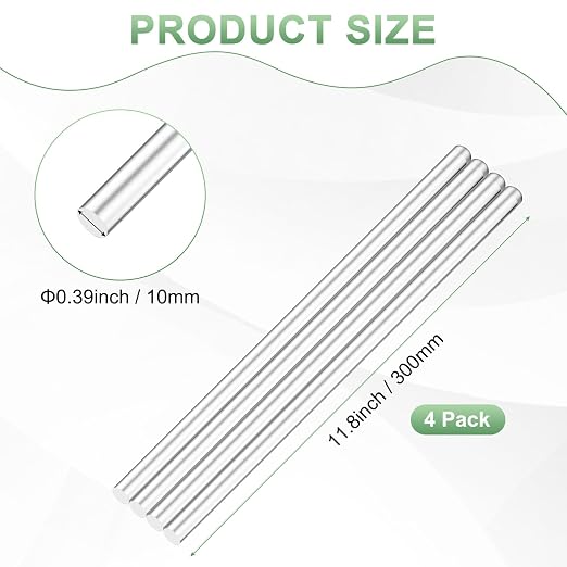 M METERXITY 4-Pack Acrylic Round Rods, 11.81 x 0.39 Inch/ 300 x 10 mm Clear