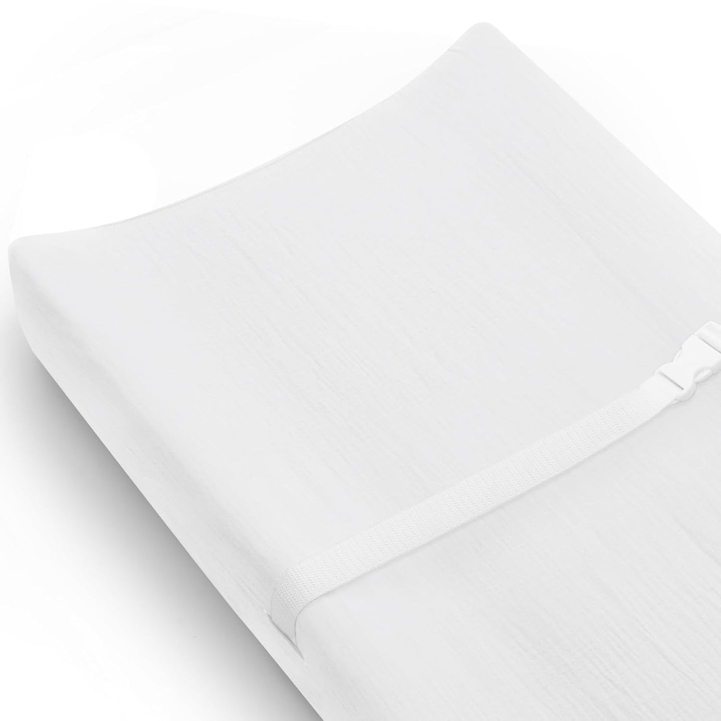 Changing Pad Cover for Baby Girls Boys, Muslin Changing Table Pad Covers with Boho Style, Neutral Color Soft and Breathable (White)